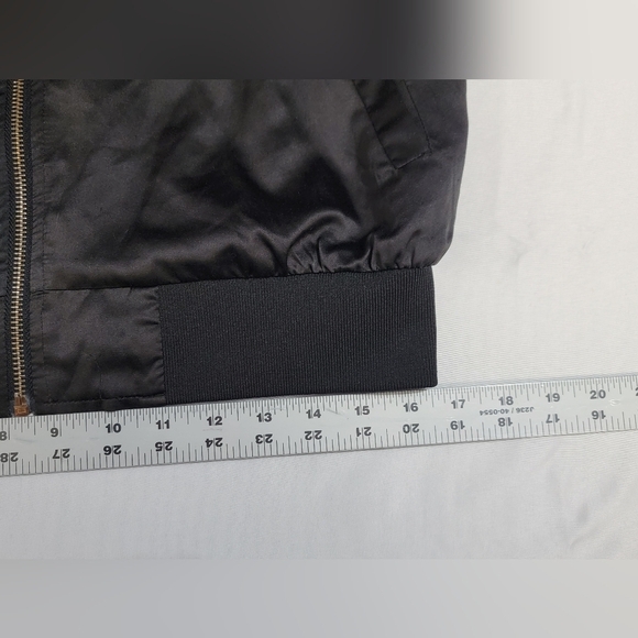 Say What? Black Bomber Jacket with Red Floral Embroidery Womens Size Small - Picture 11 of 12